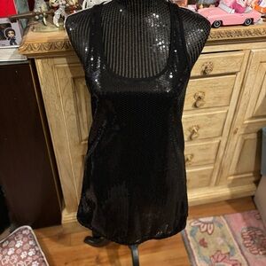 Black Sequin Racerback Mini Dress